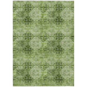 Homeroots 10' X 14' Olive Green Floral Medallion Washable Non Skid Indoor Outdoor Area Rug Olive Polyester 562979