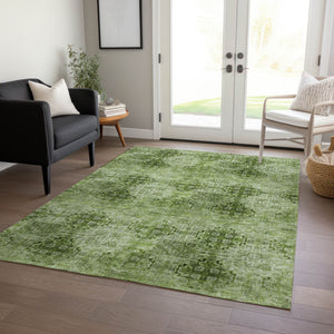 Homeroots 10' X 14' Olive Green Floral Medallion Washable Non Skid Indoor Outdoor Area Rug Olive Polyester 562979