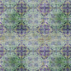 Homeroots 5' X 8' Purple And Green Floral Medallion Washable Non Skid Indoor Outdoor Area Rug Purple Polyester 562984