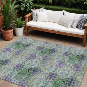 HomeRoots 5' Elegant Eggplant Floral Medallion Area Rug – Washable, Non-Skid, Ideal for Indoor & Outdoor Use 8' X 10' 562986