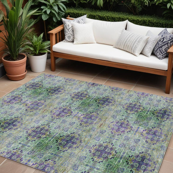 HomeRoots 5' Elegant Eggplant Floral Medallion Area Rug – Washable, Non-Skid, Ideal for Indoor & Outdoor Use 8' X 10' 562986
