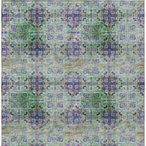 Homeroots 5' Eggplant Floral Medallion Washable Area Rug – Non-skid Design Perfect For Indoor & Outdoor Use 8' X 10' Polyester 562986