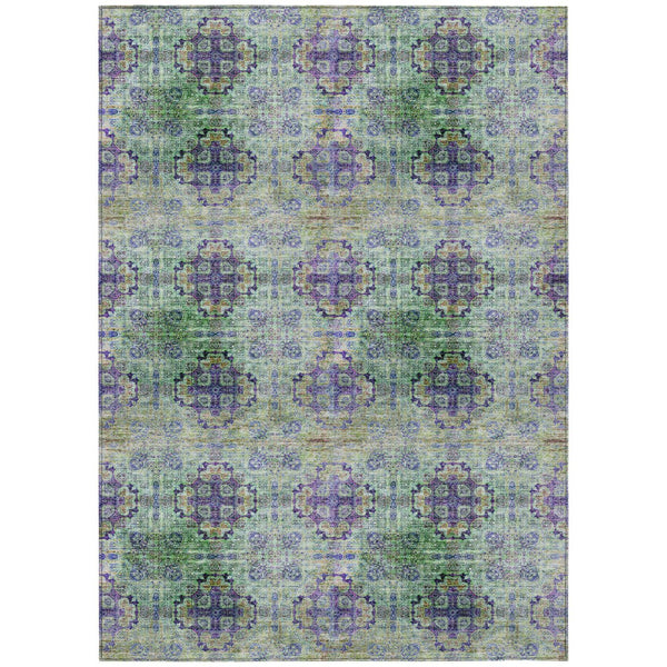 Homeroots 5' Eggplant Floral Medallion Washable Area Rug – Non-skid Design Perfect For Indoor & Outdoor Use 8' X 10' Polyester 562986