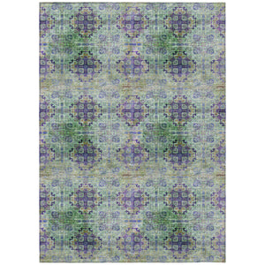 Homeroots 10' X 14' Purple And Green Floral Medallion Washable Non Skid Indoor Outdoor Area Rug Purple Polyester 562988