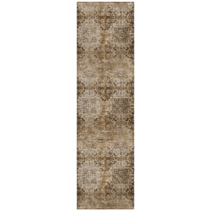 Homeroots 2' X 8' Taupe Floral Medallion Washable Non Skid Indoor Outdoor Runner Rug Taupe Polyester 562990