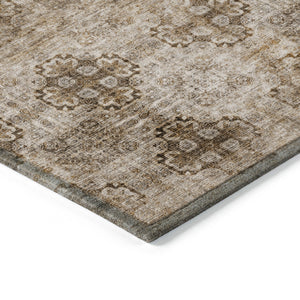 Homeroots 2' X 8' Taupe Floral Medallion Washable Non Skid Indoor Outdoor Runner Rug Taupe Polyester 562990