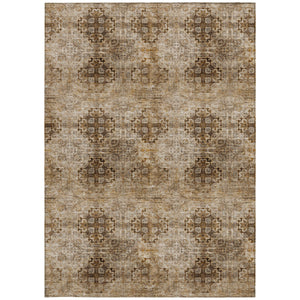 Homeroots 3' X 5' Taupe Floral Medallion Washable Non Skid Indoor Outdoor Area Rug Taupe Polyester 562992