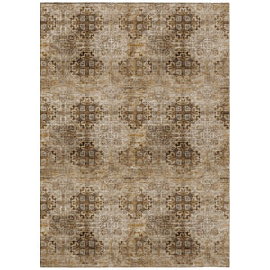 Homeroots 5' X 8' Taupe Floral Medallion Washable Non Skid Indoor Outdoor Area Rug Taupe Polyester 562993
