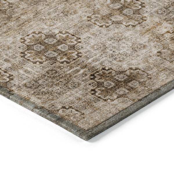 Homeroots 5' X 8' Taupe Floral Medallion Washable Non Skid Indoor Outdoor Area Rug Taupe Polyester 562993
