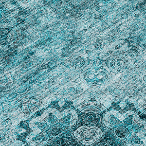 Homeroots 2' X 8' Teal Floral Medallion Washable Non Skid Indoor Outdoor Runner Rug Teal Polyester 562999