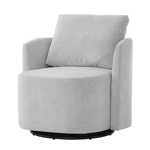 English Elm 360° Swivel Chair - Stylish Grey Upholstered Barrel Armchair For Living Room, Office, And Hotels N719P272681E