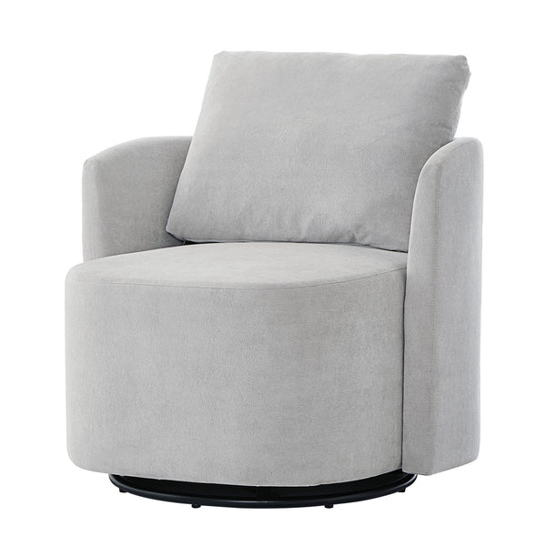 English Elm 360° Swivel Chair - Stylish Grey Upholstered Barrel Armchair For Living Room, Office, And Hotels N719P272681E