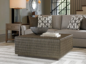 Lexington Tommy Bahama Home Pearce End Table - Casual Elegance With Storage Drawer, Textured Metal & Rattan Accents For Your Home Hatteras Gray  561-952