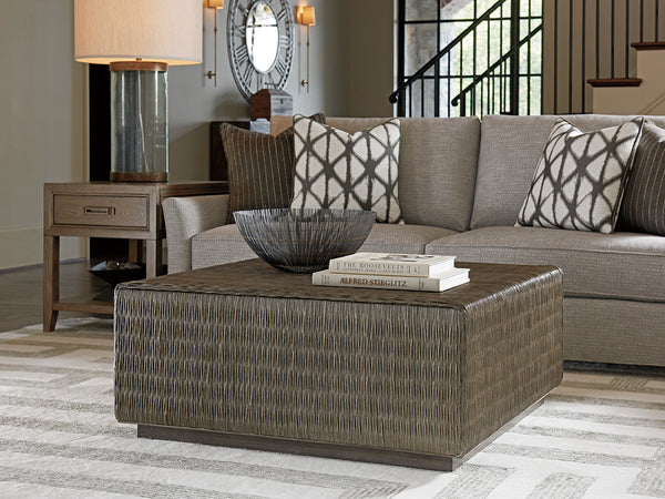 Lexington Tommy Bahama Home Pearce End Table - Casual Elegance With Storage Drawer, Textured Metal & Rattan Accents For Your Home Hatteras Gray  561-952