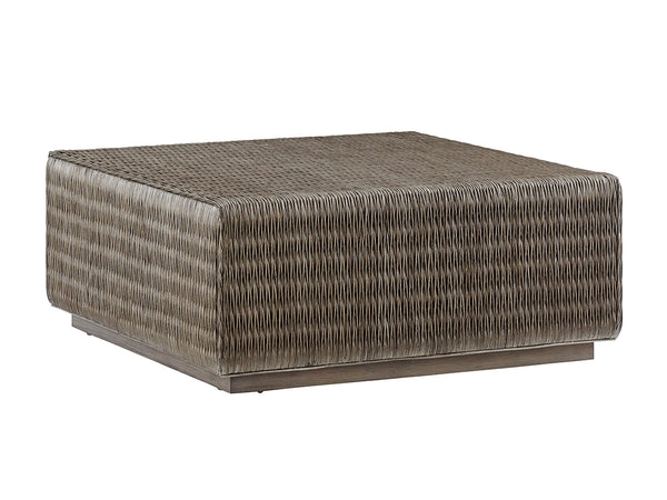 Lexington Tommy Bahama Home Seawatch Woven Cocktail Table - Casual Elegance With Woven Rattan & Weathered Driftwood Finish Smoke Gray  562-947