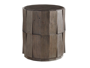 Lexington Tommy Bahama Home Everett Round Travertine End Table - Casual Elegance With Gray Elm, Stained Top, And Distressed Charm Smoke Gray  562-951