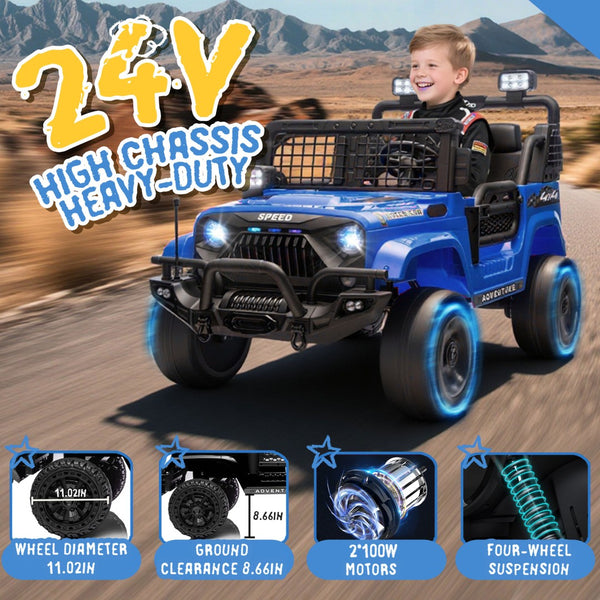 English Elm 24v Two-seat Kids Electric Ride on Truck with Parental Remote and Off-road Suspension W1578P375446