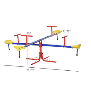 English Elm Outsunny 4 Seat Steel Spinning Seesaw Backyard Playground Equipment for Kids W2225P200487