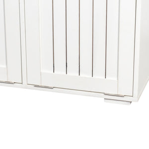 English Elm Laundry Sorting Cabinet with Two Hamper Bags Two Drawers and Melamine Finish W331P373959