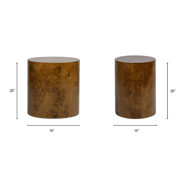 English Elm Jennifer Taylor Home - Nebula 20" Oval Accent Side Table - Medium Brown Walnut Burl Wood For Elegant Living Spaces B2719P292913
