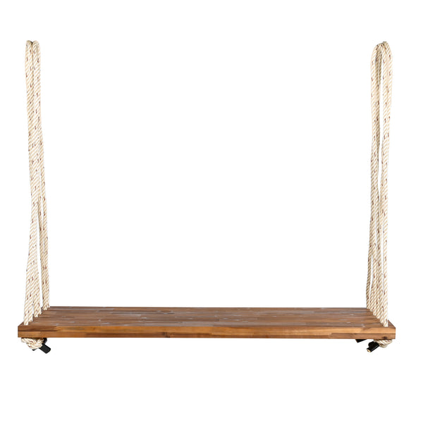 English Elm TOPMAX Acacia Wood Patio Swing Chair with Cushion & Pillows, 63" Comfortable Seat, 400lb Capacity Natural N717P210136N
