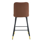 English Elm Modern Two-Tone Pu Bar Stool - Brown and Light Gray Spliced Chairs With Gold Decorated Legs.Brown and Light Gray Spliced,Black Metal Legs,Set Of 2 Chairs.