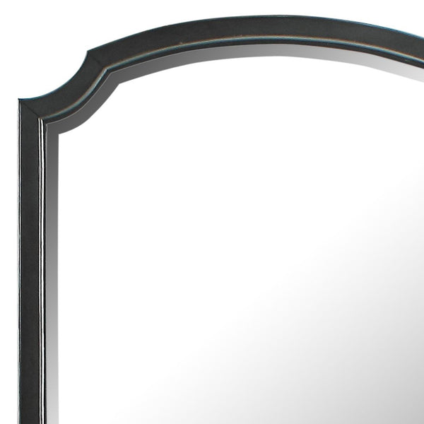 English Elm House Beatrice Charcoal Mirror — Transitional Beveled 24"x23" Decorative Wood Frame, Stylish Accent Piece B2726P362633