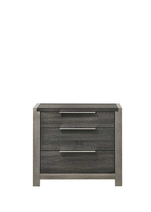 English Elm Jehoram Gray Finish Nightstand with 3 Spacious Drawers, Lozenge Upholstery, Full-Extension Glides B2726P256660