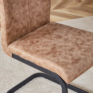 English Elm Table Modern Minimalist 5-Piece Dining Set - 42" Round Gray Mdf Table & 4 Brown Fabric Chairs W1151S03022-GIGA