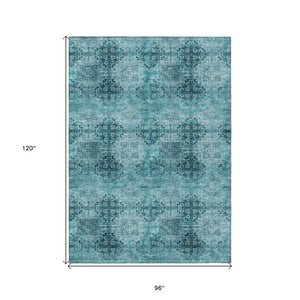 HomeRoots 5' Elegant Eggplant Floral Medallion Area Rug – Washable, Non-Skid, Ideal for Indoor & Outdoor Use 8' X 10' 563004