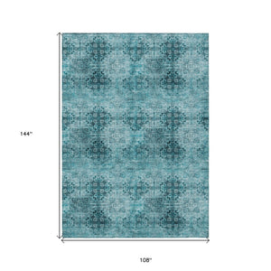 HomeRoots 5' Elegant Eggplant Floral Medallion Area Rug – Washable, Non-Skid, Ideal for Indoor & Outdoor Use 9' X 12' 563005