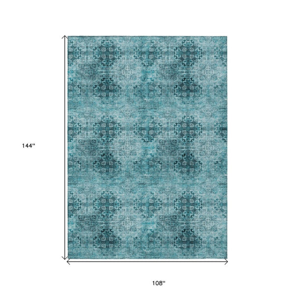 HomeRoots 5' Elegant Eggplant Floral Medallion Area Rug – Washable, Non-Skid, Ideal for Indoor & Outdoor Use 9' X 12' 563005