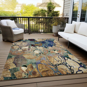 Homeroots 2' Abstract Washable Indoor Outdoor Runner Rug – Stylish Artistry For Your Living Space And More! 8' X 10' Polyester 563013