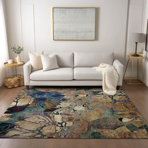 Homeroots 2' Abstract Washable Indoor Outdoor Runner Rug – Stylish Artistry For Your Living Space And More! 8' X 10' Polyester 563013