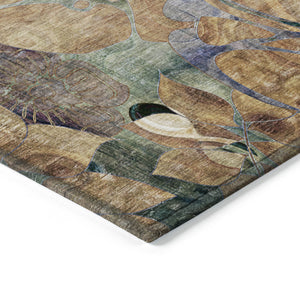 Homeroots 10' X 14' Beige And Blue Abstract Washable Indoor Outdoor Area Rug Beige Polyester 563015
