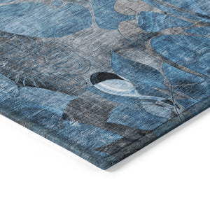 Homeroots 2' Abstract Washable Indoor Outdoor Runner Rug – Stylish Artistry For Your Living Space And More! Blue Polyester 563017