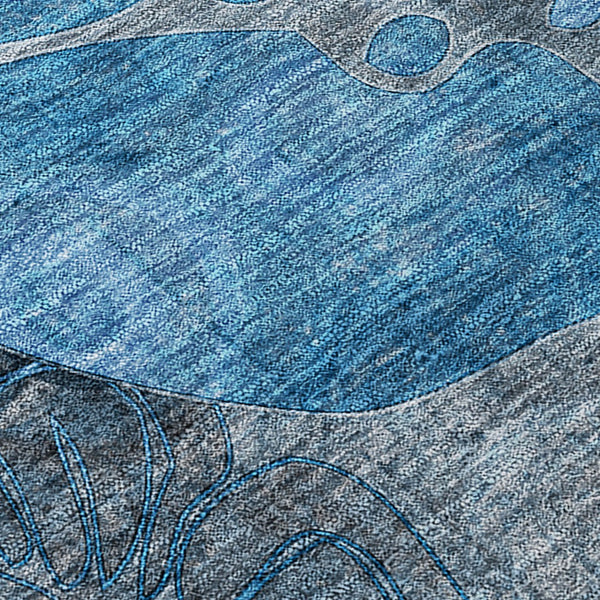 Homeroots 2' Abstract Washable Indoor Outdoor Runner Rug – Stylish Artistry For Your Living Space And More! Blue Polyester 563017