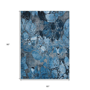 Abstract Washable Area Rug with Uv Protection for Indoor Outdoor Living Spaces