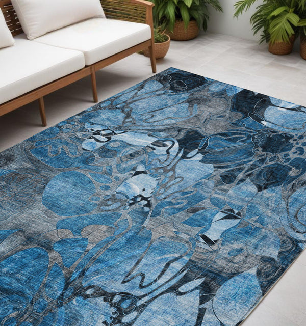 Homeroots 2' Abstract Washable Indoor Outdoor Runner Rug – Stylish Artistry For Your Living Space And More! 5' X 8' Polyester 563020