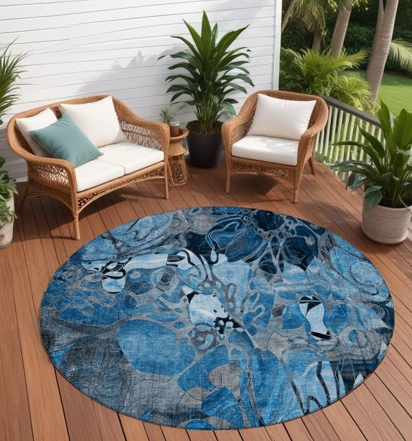 Homeroots 2' Abstract Washable Indoor Outdoor Runner Rug – Stylish Artistry For Your Living Space And More! 8' X 8' Polyester 563021