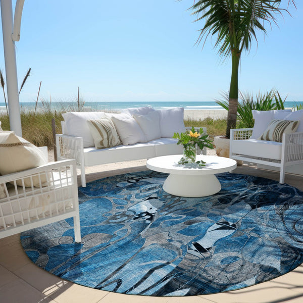 Homeroots 2' Abstract Washable Indoor Outdoor Runner Rug – Stylish Artistry For Your Living Space And More! 8' X 8' Polyester 563021