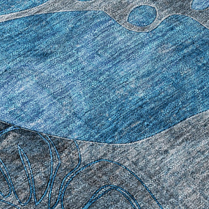 Abstract Washable Area Rug with Uv Protection for Indoor Outdoor Living Spaces