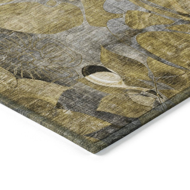 Abstract Floral Indoor Outdoor Area Rug Machine Washable Uv Resistant Stain Proof Low Pile Design