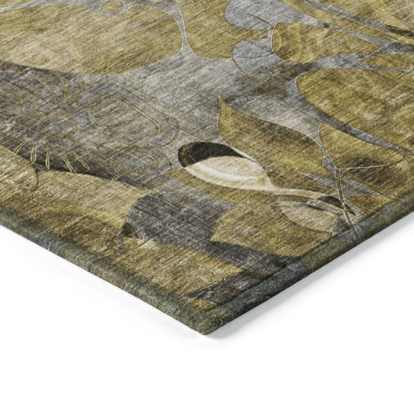 Abstract Floral Indoor Outdoor Area Rug Machine Washable Uv Resistant Stain Proof Low Pile Design