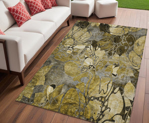 Homeroots 2' Abstract Washable Indoor Outdoor Runner Rug – Stylish Artistry For Your Living Space And More! 5' X 8' Polyester 563029