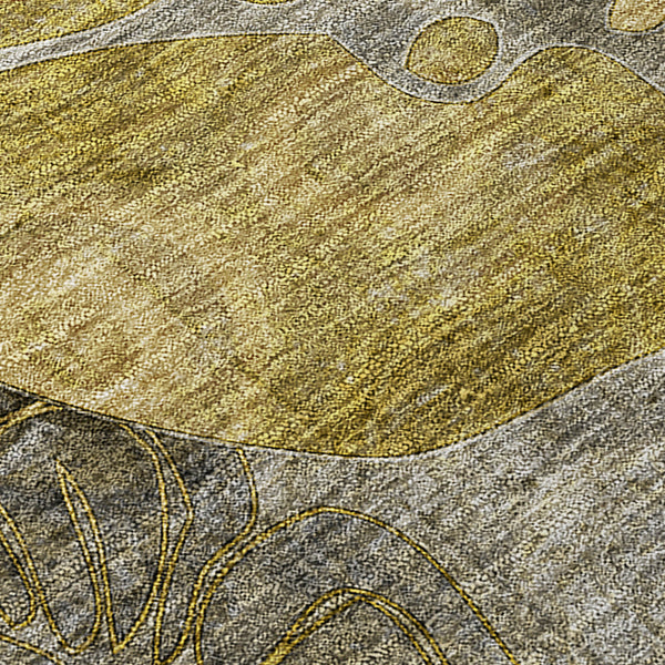 Homeroots 8' X 8' Green And Brown Round Abstract Washable Indoor Outdoor Area Rug Brown Polyester 563030