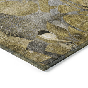 Homeroots 8' X 10' Green And Brown Abstract Washable Indoor Outdoor Area Rug Brown Polyester 563031