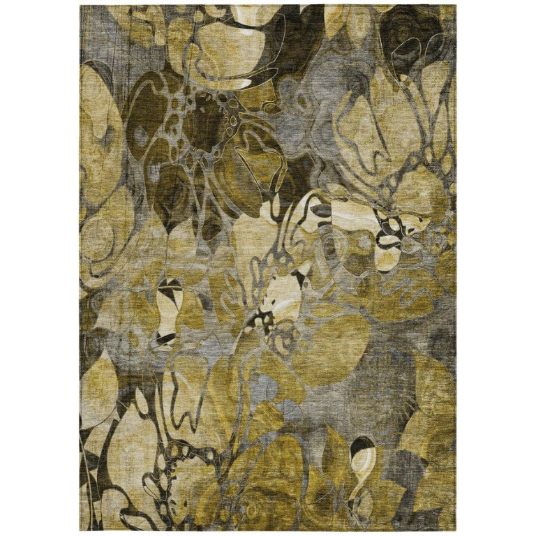 10 X 14 Floral Indoor Outdoor Area Rug Washable Non Skid Felt Back Family Safe