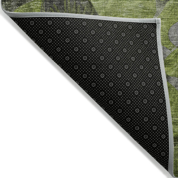 Homeroots 5' X 8' Fern Green And Gray Abstract Washable Indoor Outdoor Area Rug Fern Polyester 563038