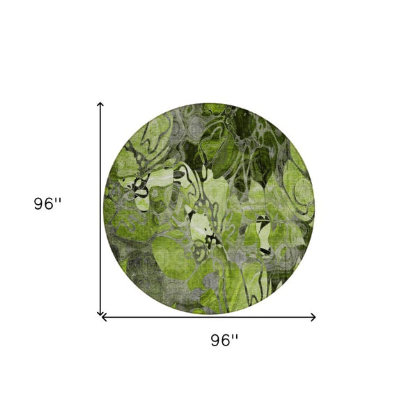 8 Ft Round Abstract Floral Area Rug Machine Washable Uv Resistant Indoor Outdoor